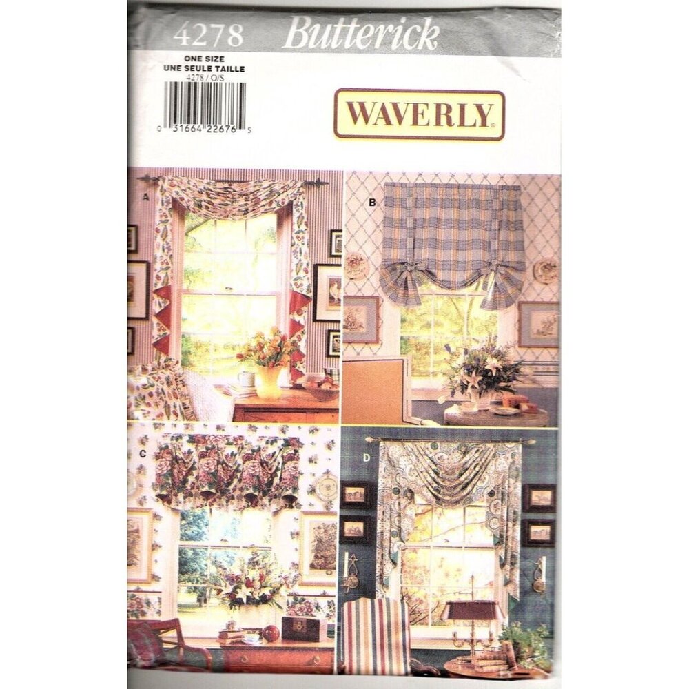 Butterick 4278 Home Decorating Waverly Window Treatments Sewing Pattern UNCUT